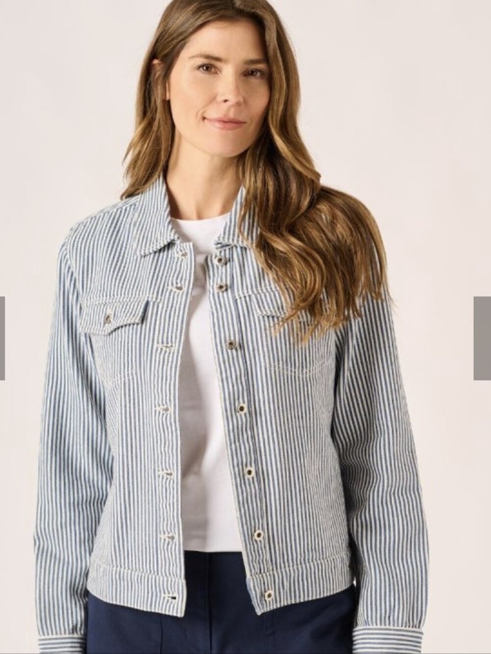 Blue & White Striped Jean Jacket Sz.M NWT
